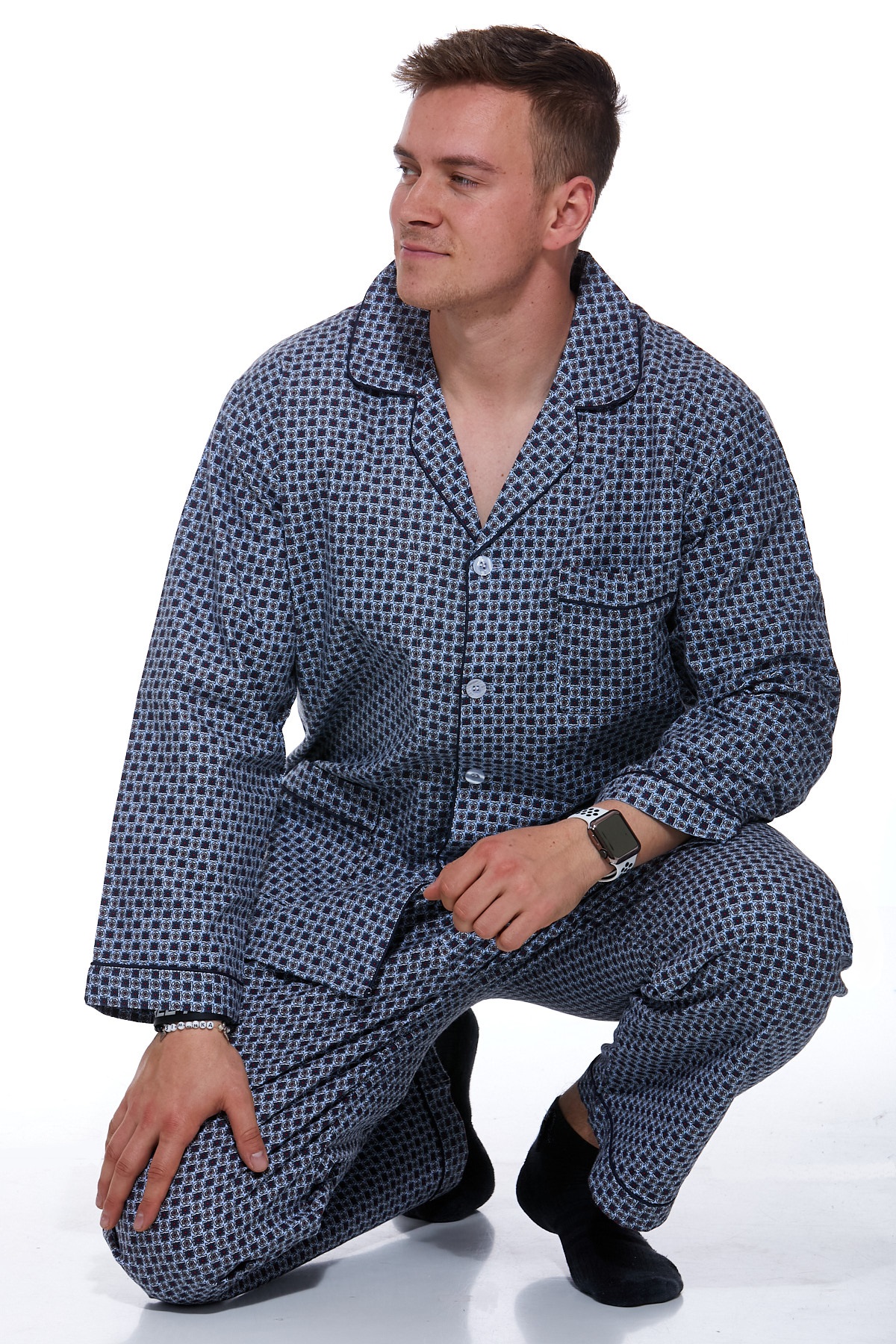 Pyžamo pánské flanelové,klasické pyžamo pro muže 1P0675 - Styls.cz