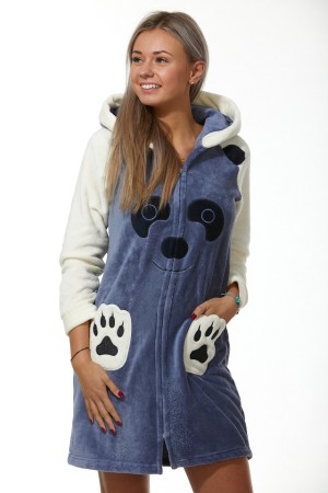 Župan dámský huňatý na zip Medvídek