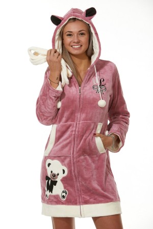 Župan dámský huňatý na zip Medvídek 1Z1052