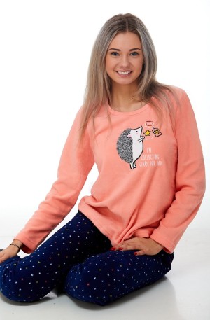 Pyžamo teplé pro ženy - fleece Ježeček 1Z1090