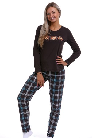 Dámské pyžamo hnědé opičky