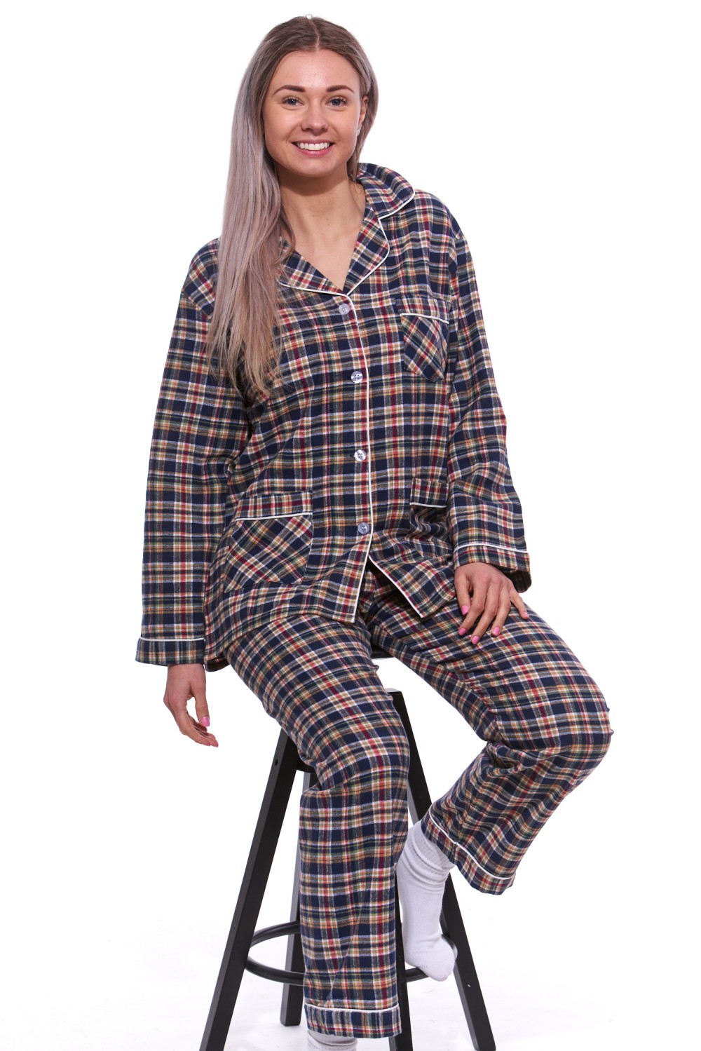Elegantní pyžamo na kojení - flanel