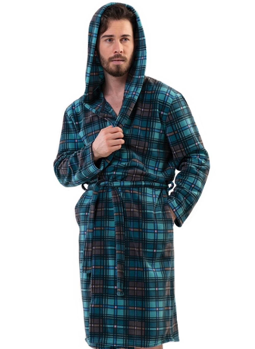 Župan pánský teplý fleece károvaný 1Z1188