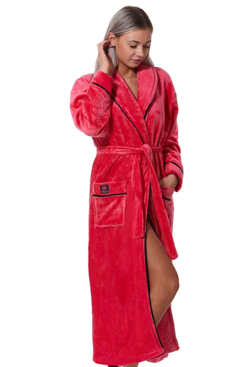 Elegantní dámský župan huňatý s límcem Strawberry 1Z1275