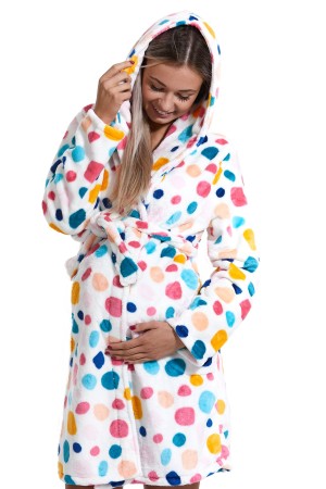 Barevný župan do porodnice huňatý Duhové kuličky 1Z1177