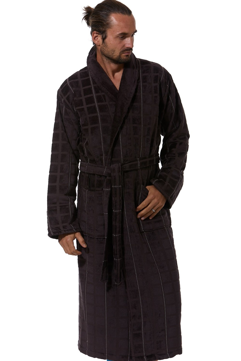 Hnědý luxusní župan pro muže - Extra froté 
