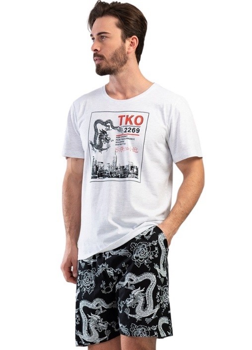 Bíločerné dračí pyžamo pro muže 1P1388