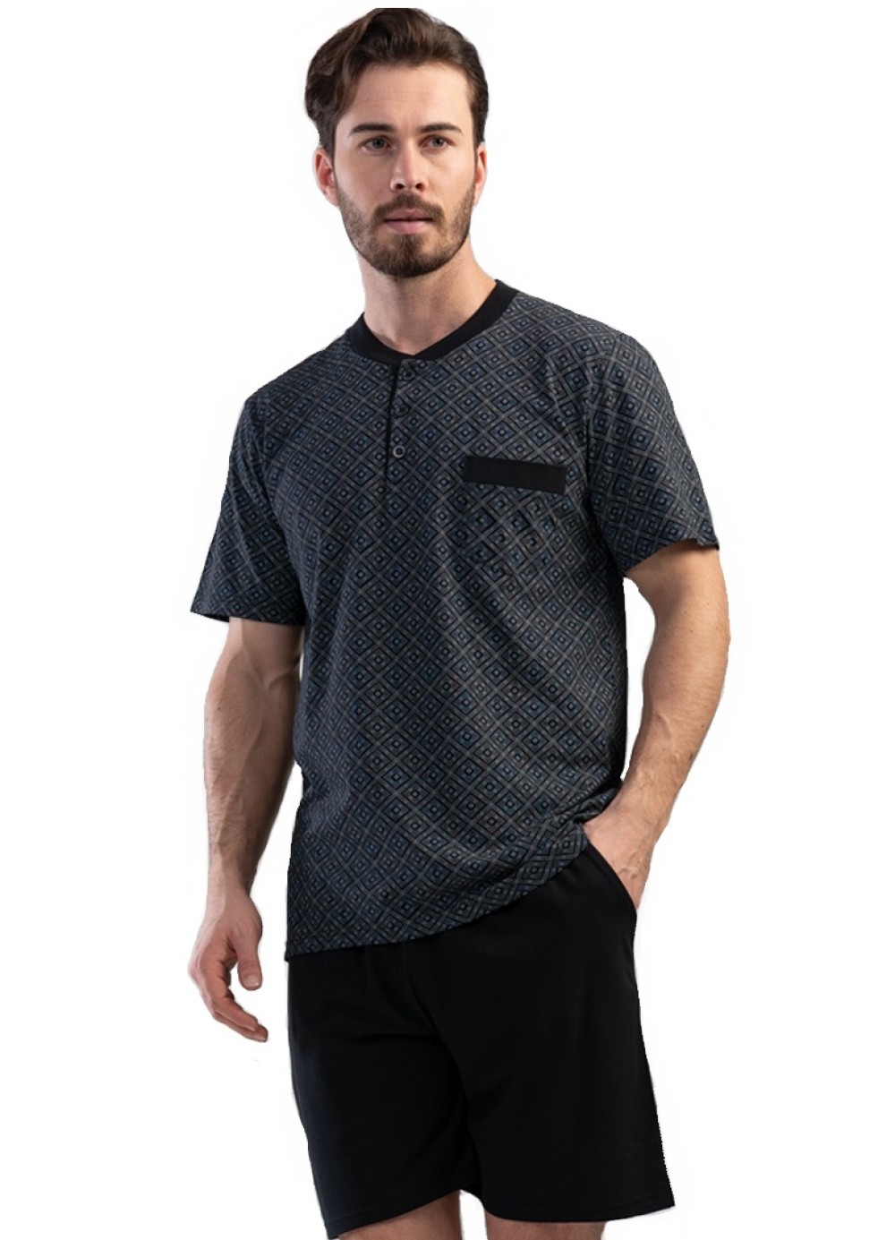 Krásné vzorované pyžamo pro větší muže na knoflíky 1XL - 4XL 1P1400