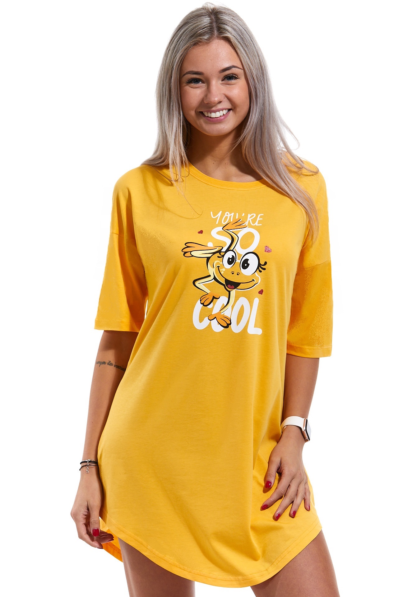 Žlutá dámská noční košilka s žabičkou, You are cool 1C3106