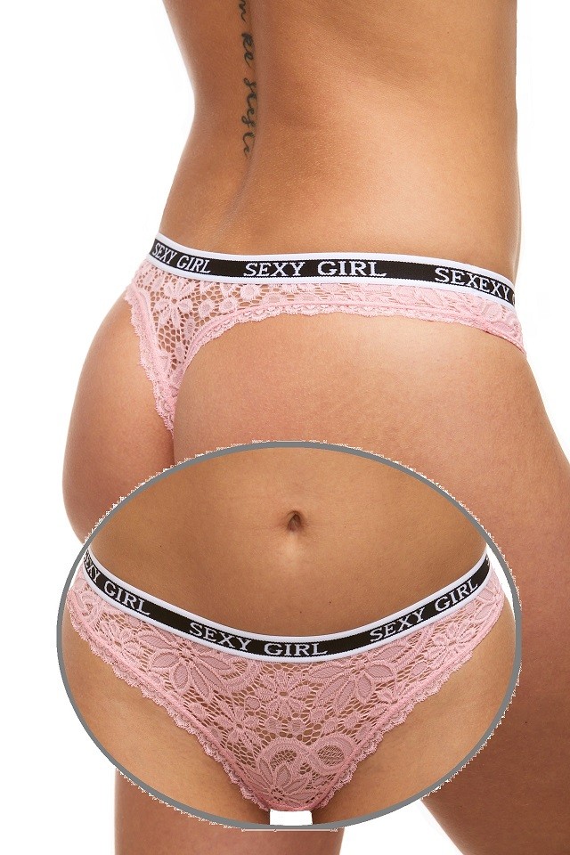 Meruňkově růžová dámská tanga z krajky SEXY GIRL 1XY0201