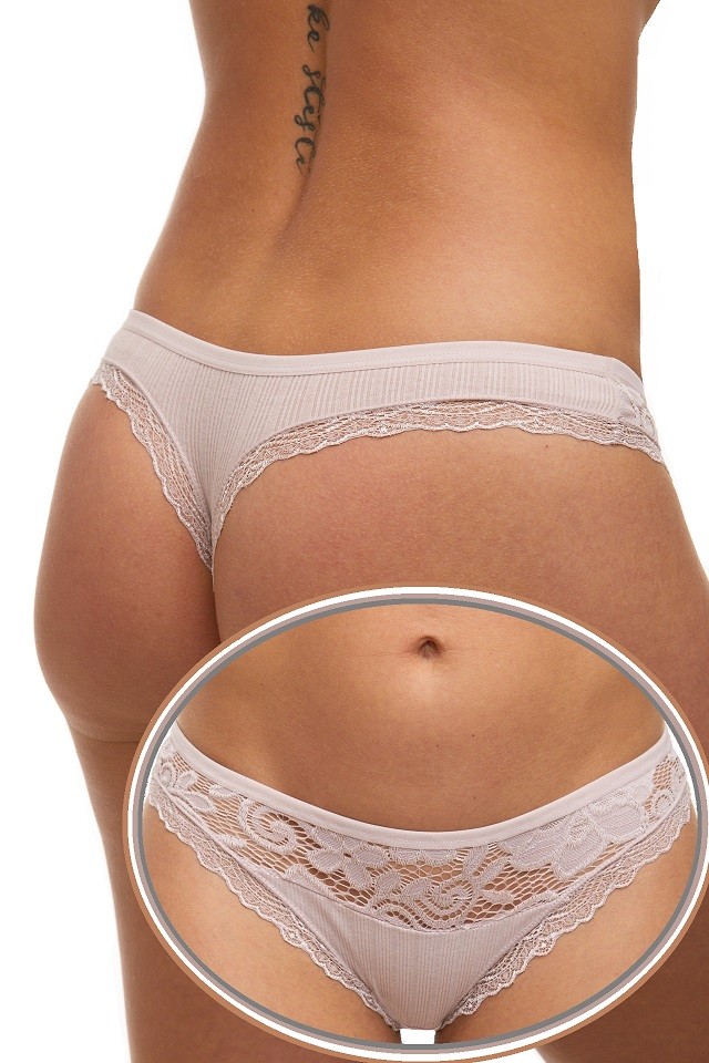 Starorůžová dámská tanga s krajkou 1XY0196