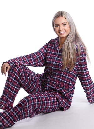 Malinově růžové elegantní teplé flanelové pyžamo dámské na kojení