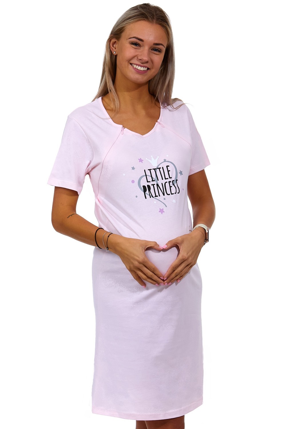 Růžová kojící a těhotenská košilka na zipy Little Princess 1C3202