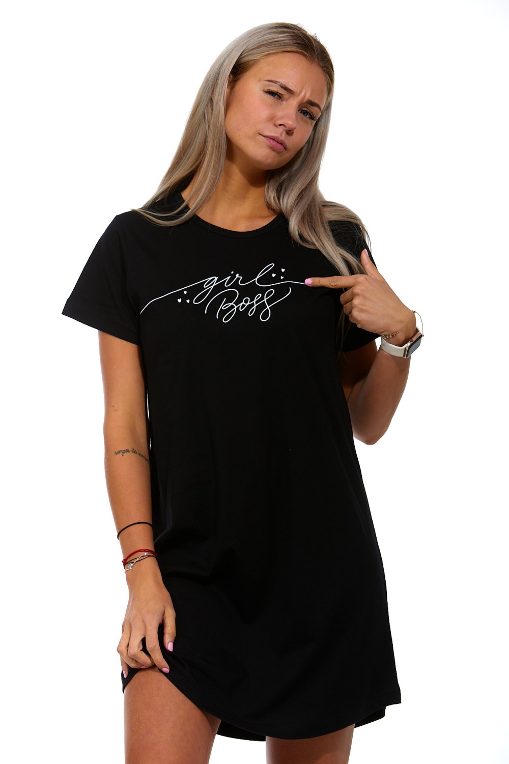 Černá sportovní noční košilka pro ženy GIRL BOSS 1C3315