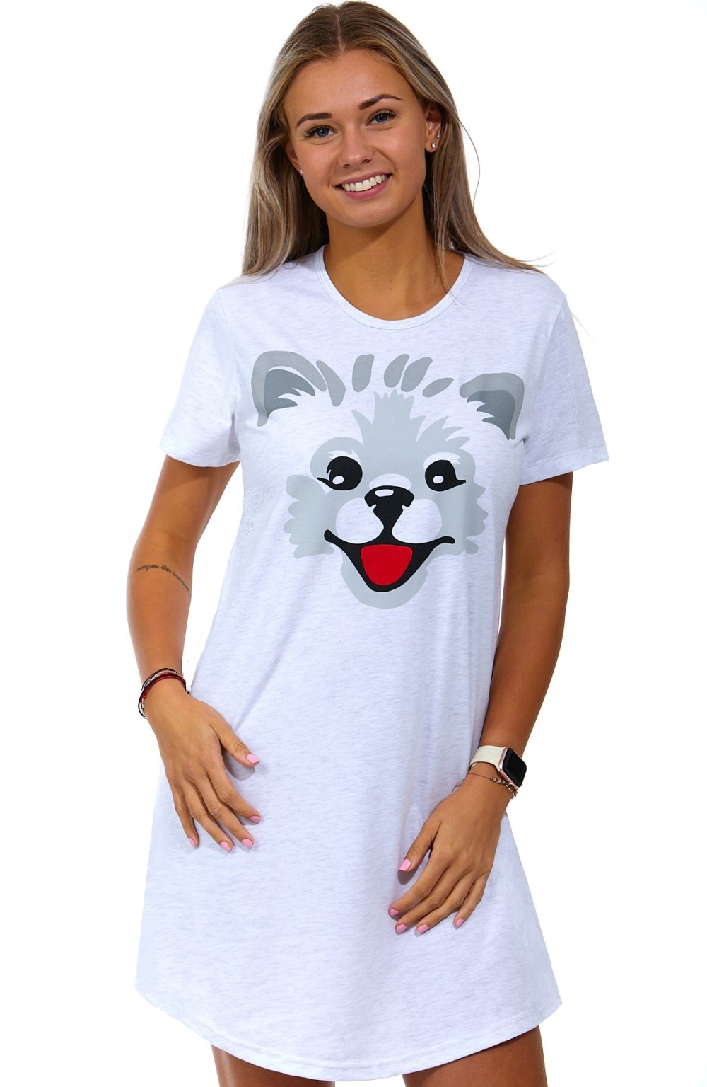 Šedá noční košilka pro ženy pes Husky 1C3292