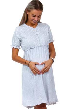 Šedá i bíle puntíkatá kojící a těhotenská košilka na knoflíky 1C3282