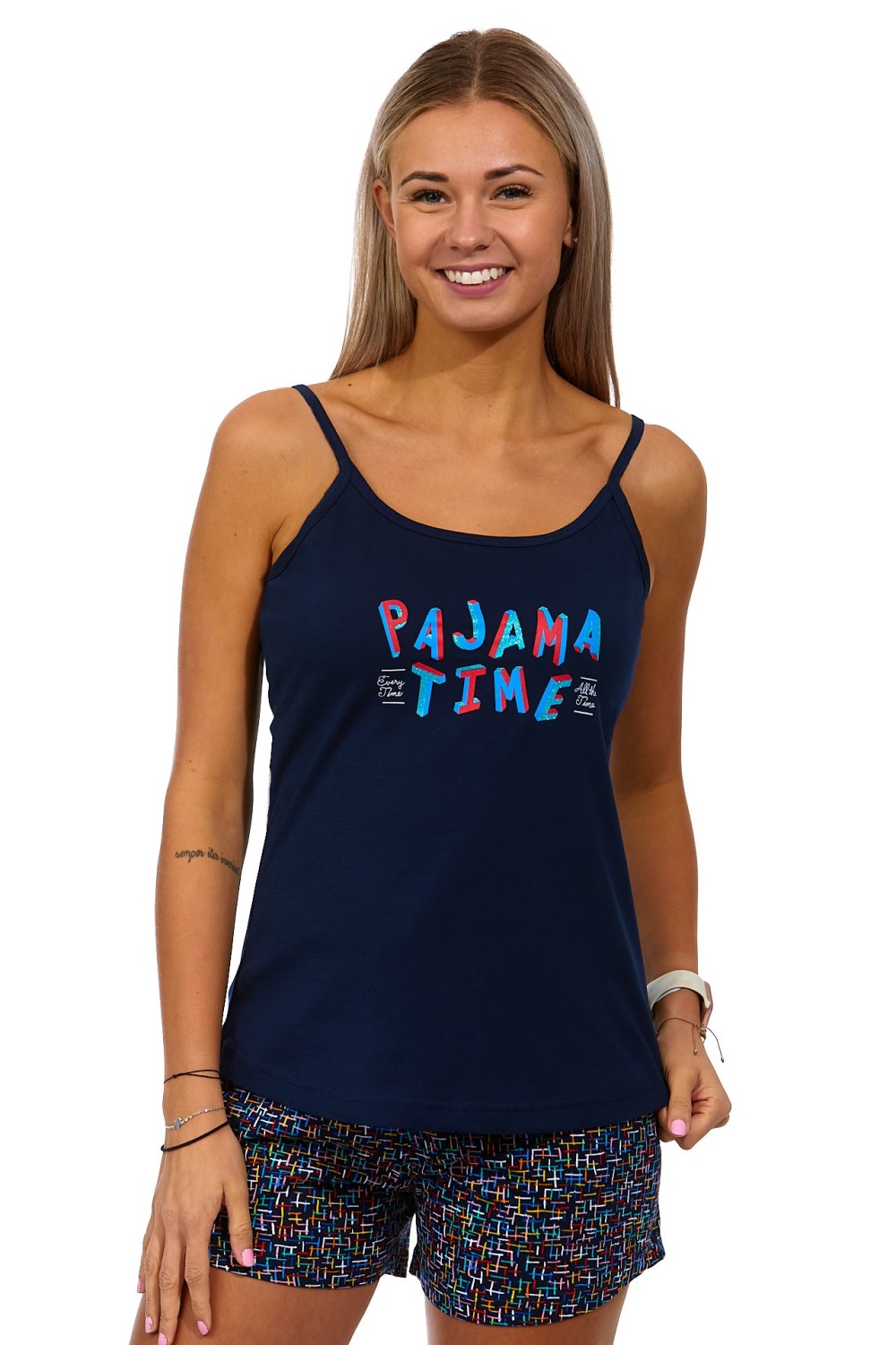 Modré mozaikové dámské pyžamo Pyjama Time
