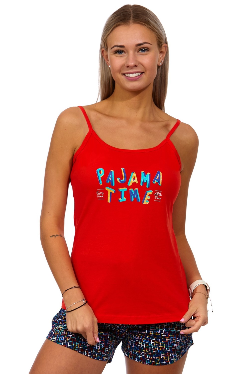 Červené mozaikové dámské pyžamo Pajama Time