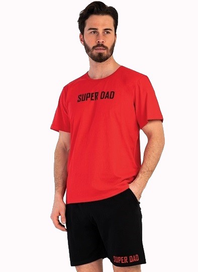 Červené i černé pyžamo pro muže SUPER TÁTA 1P1498