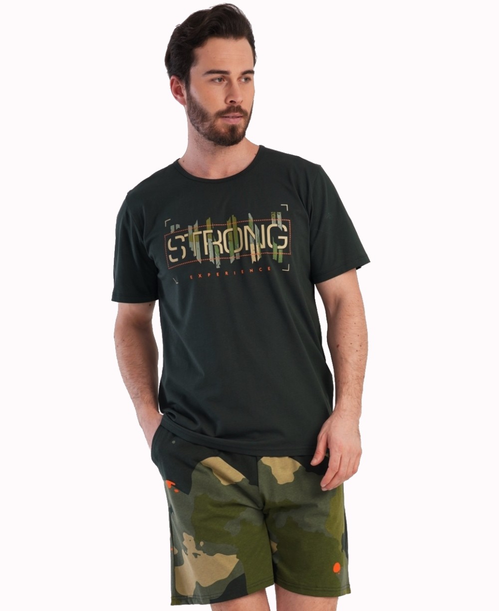 Khaki zelené maskáčové pyžamo pro muže STRONG 1P1473