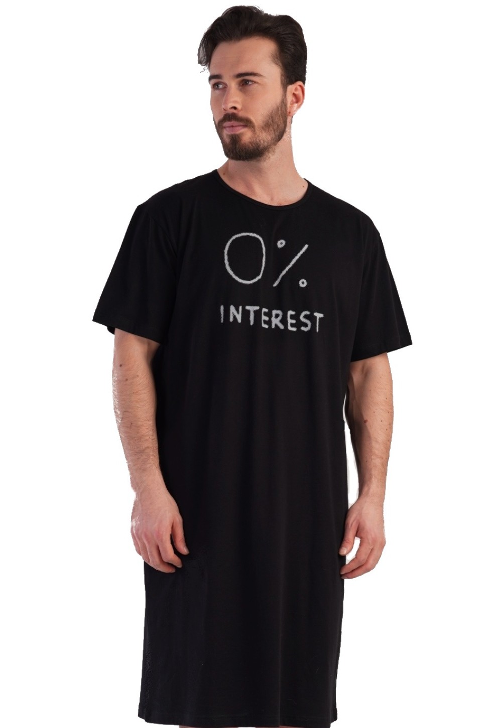 Černé pánské dlouhé triko, noční košile pro muže, 0% INTEREST