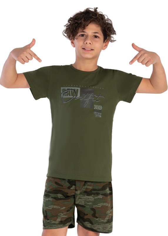 Khaky zelené maskáčové pyžamo pro kluky Army Outfit