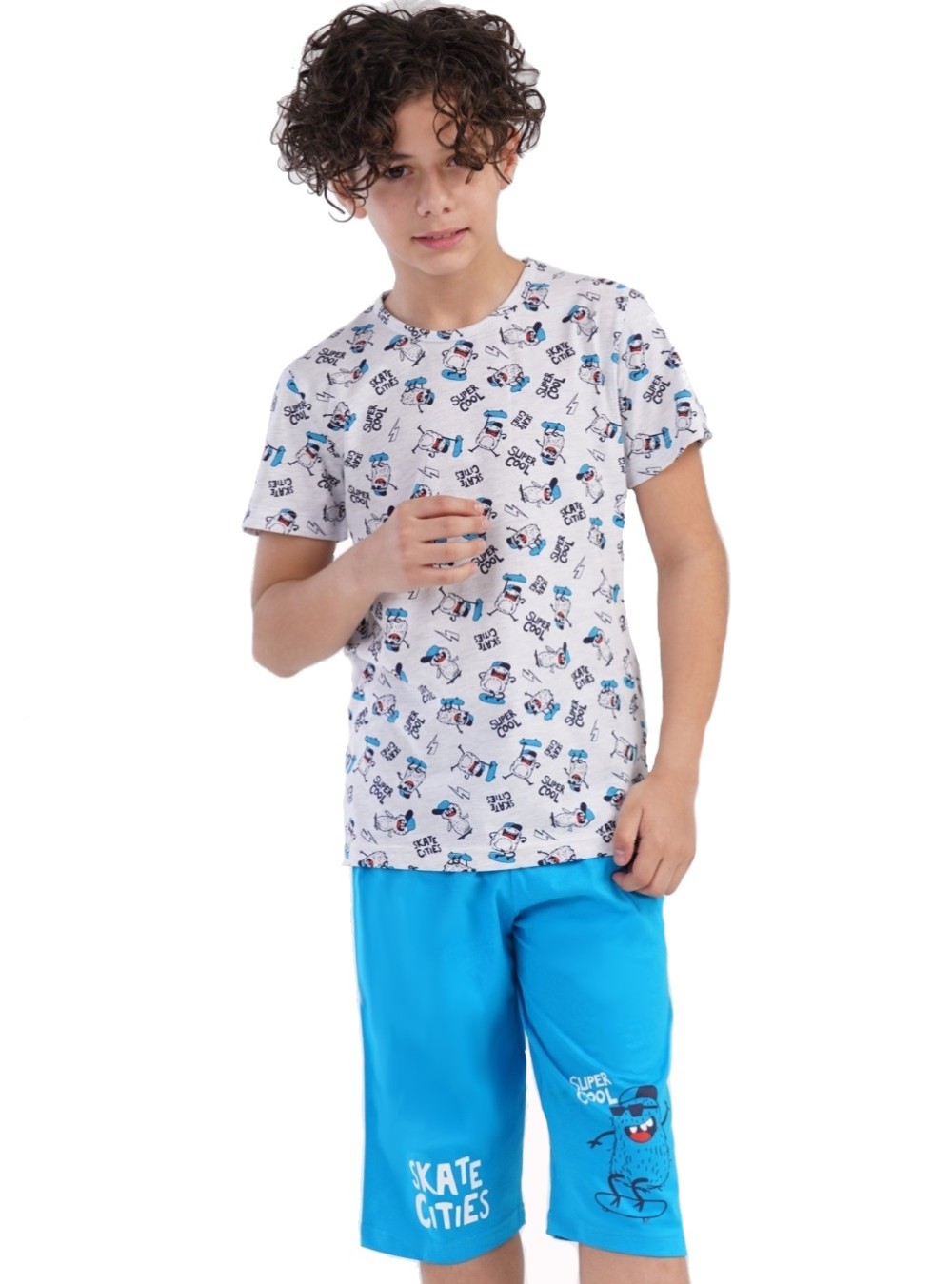Modré i šedé pyžamo pro kluky Skejťáky SUPER CooL