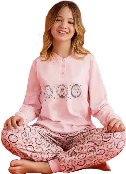 Růžové dívčí pyžamo na knoflíčky do nápletu - pink life