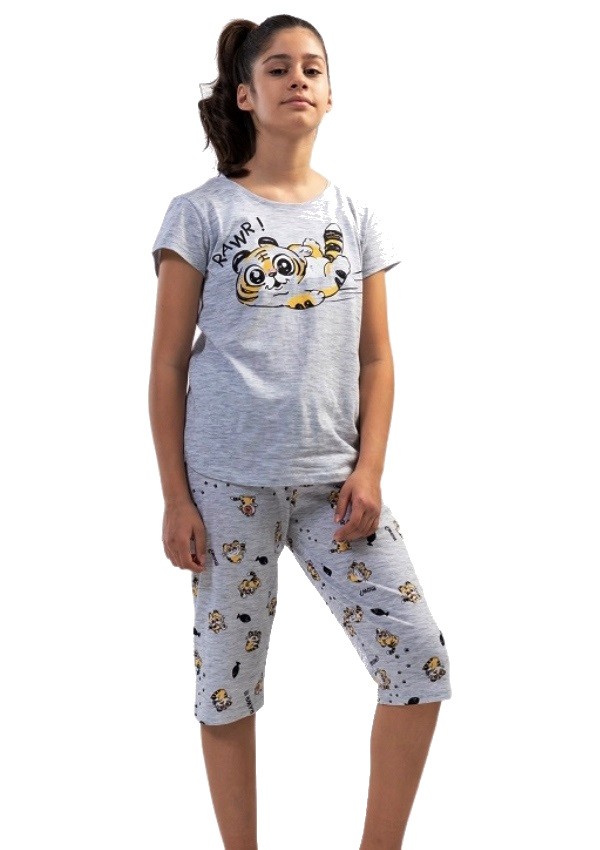 Šedé dívčí pyžamo Tygří koťátka RAWR!