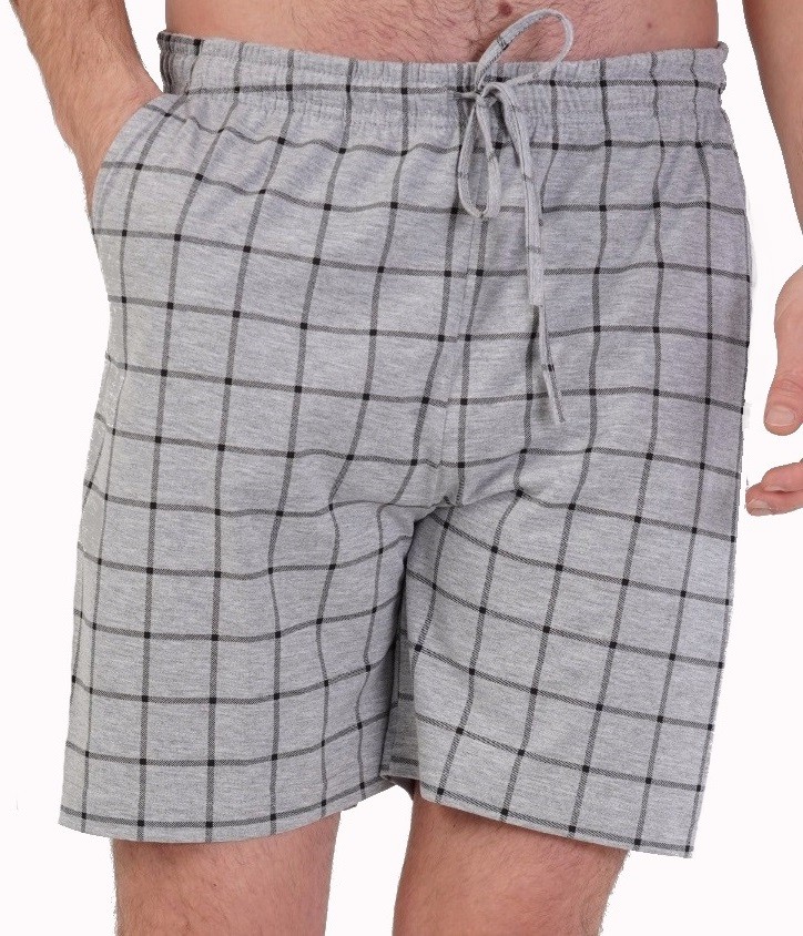 Šedé mřížkované pyžamové kraťasy pro muže 1P1496