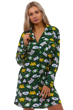 Zelená veselá elegantní  košilka pro kojící celopropínací zvířecí deštníčky ZOO