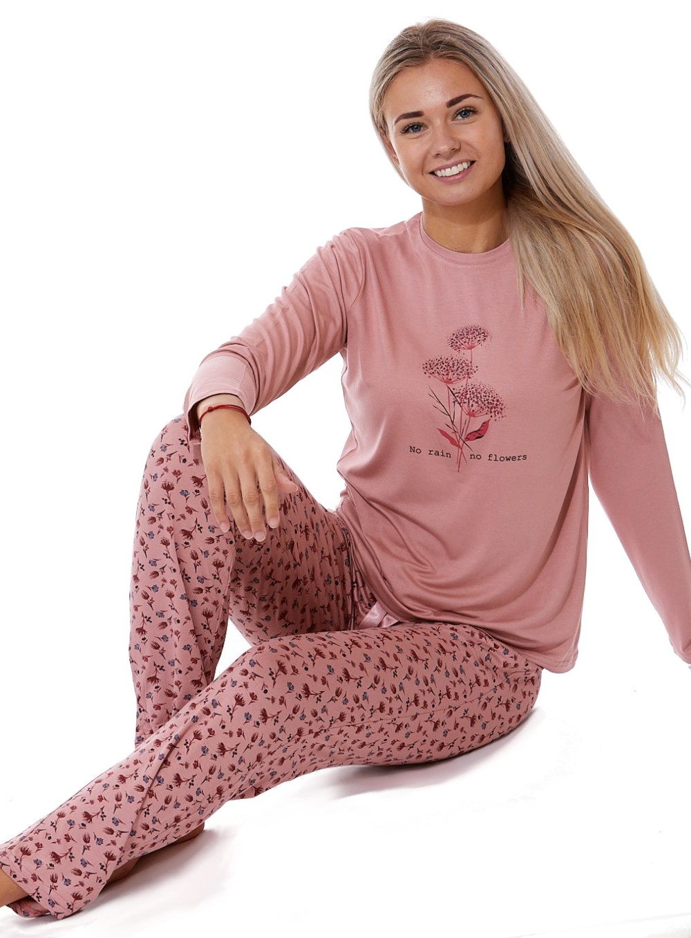 Starorůžové elegantní jemné květinové dámské pyžamo Vesna