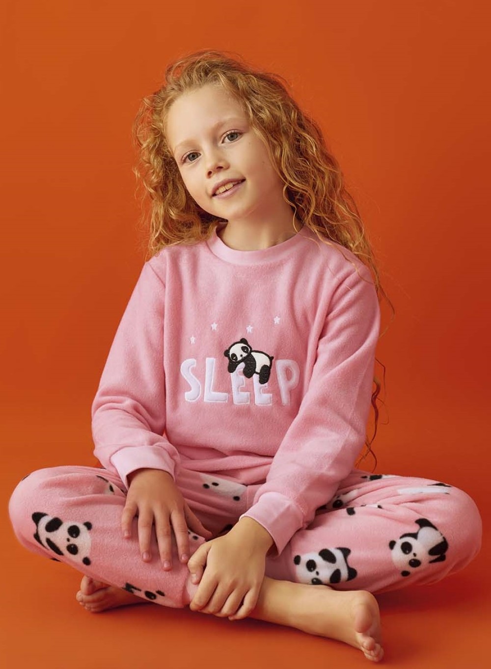 Růžové luxusní hřejivé dívčí pyžamo SLEEP spící panda