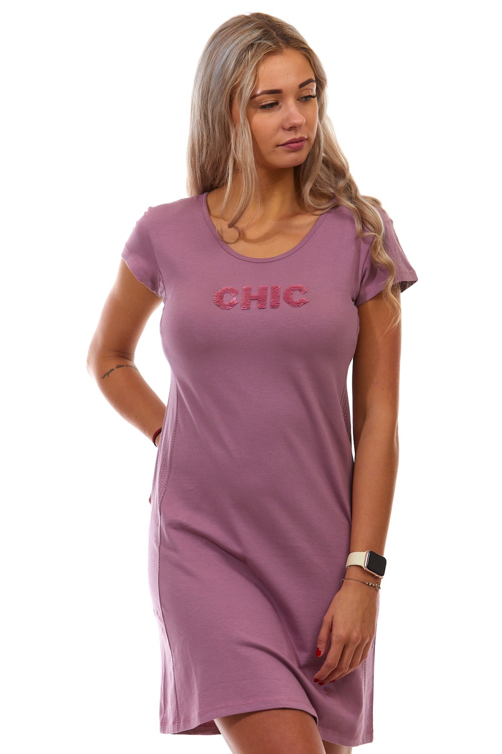 Růžovo fialová luxusní jemná noční košilka pro ženy či dívky CHIC 1D1267
