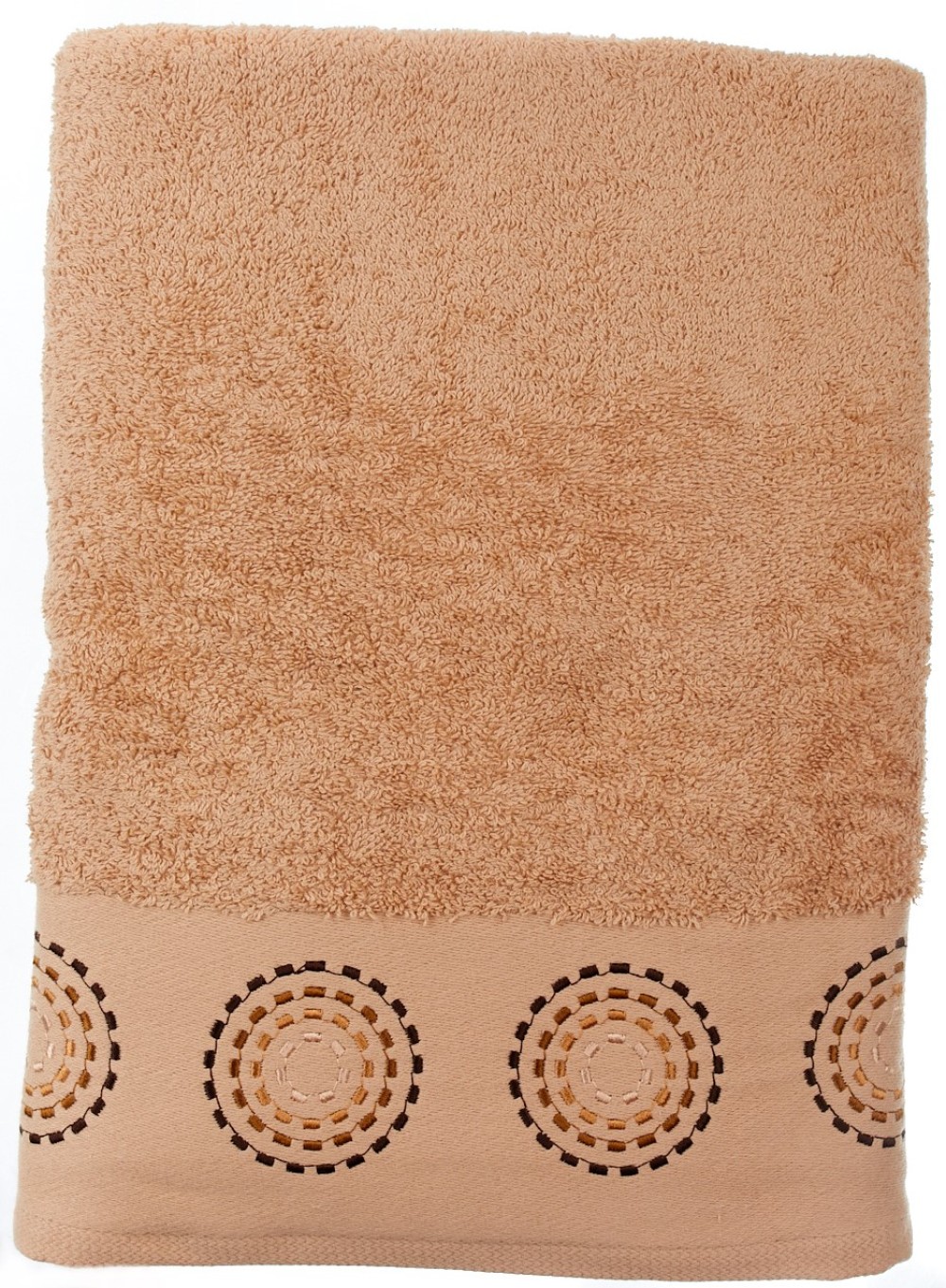Světle hnědá velká luxusní froté osuška s mandala kruhy EURYALÉ