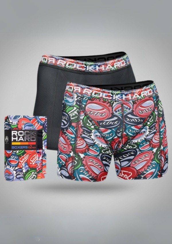 Pánské boxerky – sada 2 kusů V DÁRKOVÉ KRABIČCE ROCK HARD Soda fresh