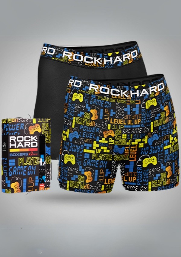 Pánské boxerky – sada 2 kusů V DÁRKOVÉ KRABIČCE ROCK HARD PLAYER GAME ON