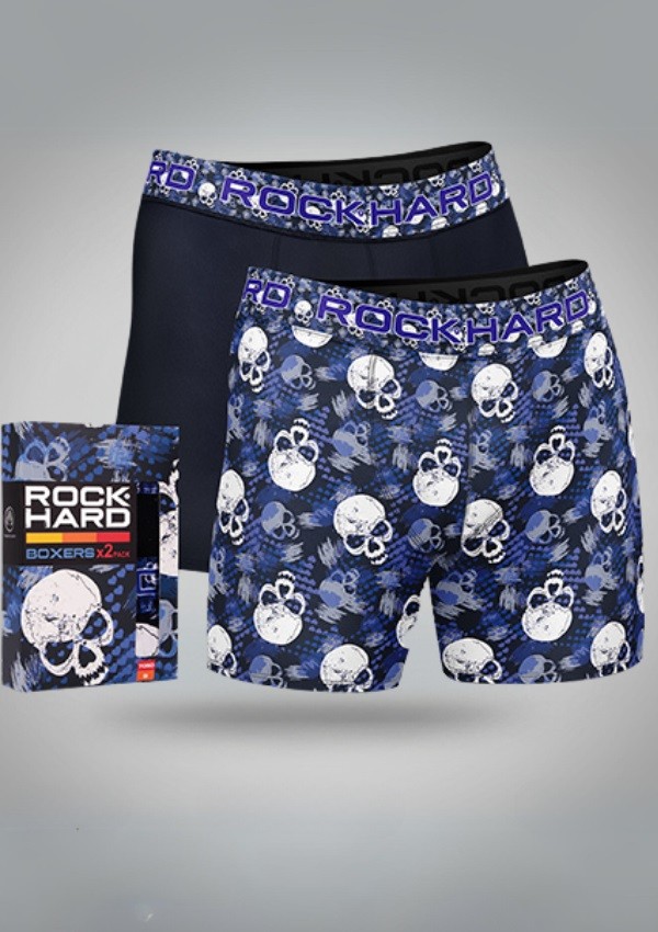 Pánské boxerky – sada 2 kusů V DÁRKOVÉ KRABIČCE ROCK HARD lebky
