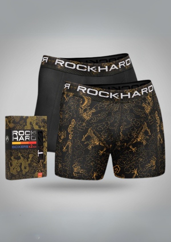 Pánské boxerky – sada 2 kusů V DÁRKOVÉ KRABIČCE ROCK HARD mandaly s draky