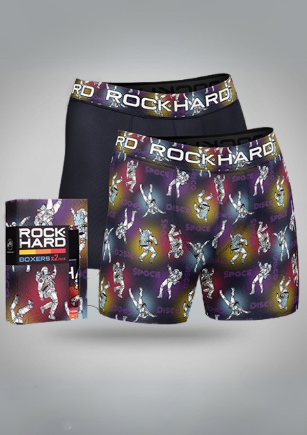 Pánské boxerky – sada 2 kusů V DÁRKOVÉ KRABIČCE ROCK HARD s kosmonauty SPACE - VESMÍR