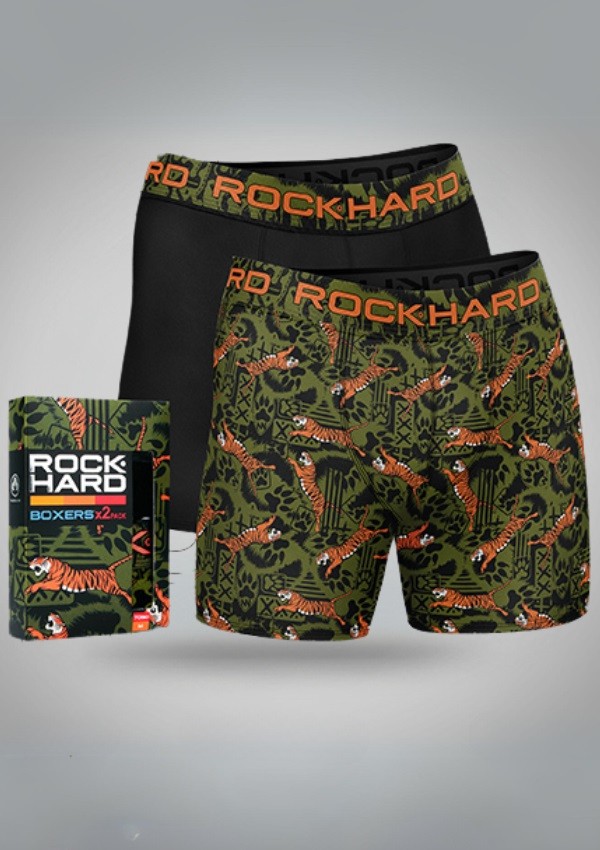 Pánské boxerky  – sada 2 kusů V DÁRKOVÉ KRABIČCE ROCK HARD s tygry