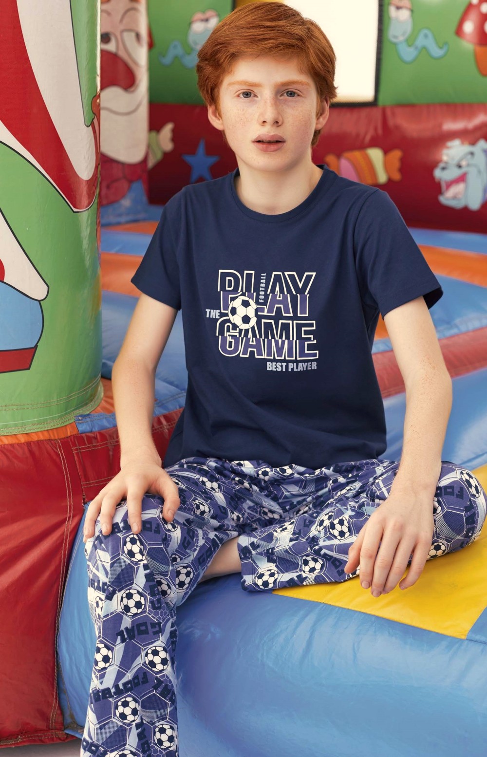 Modré pyžamo pro kluky FOTBAL - fotbalový míč - PLAY GAME