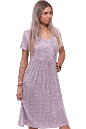 Šedá a růžově květovaná jmná luxusní košilka pro ženy