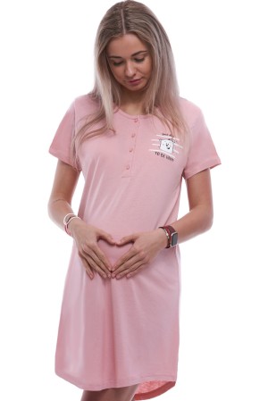 Růžová kojící a těhotenská noční košilka s bílým medvědem