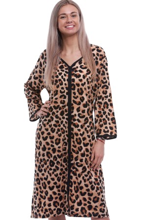 Hnědý béžový a černý župan nebo košilka těhotenská i kojící na zip JAGUÁR 5XL,6XL,7XL