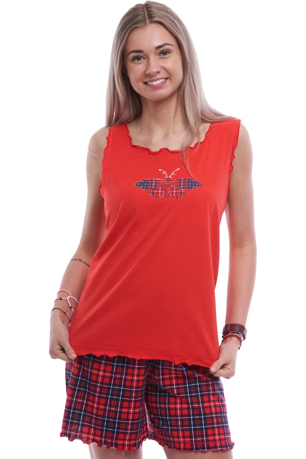 Dámské letní pyžamo z bavlny – kraťasy a top, ideální na doma, na pláž i na výlet 1XL-4XL