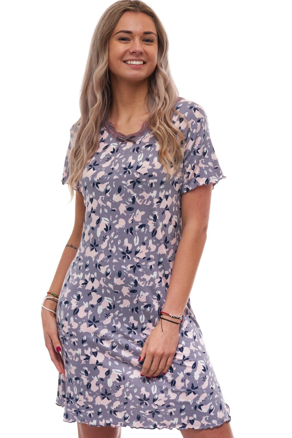 Luxusní dámská košilka – elegantní, extra pružná, s krátkým rukávem ABSTRACT FLORAL