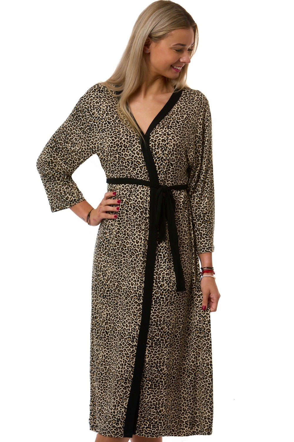 Dámský župan se vzorem jaguára – pro plnoštíhlé, delší střih