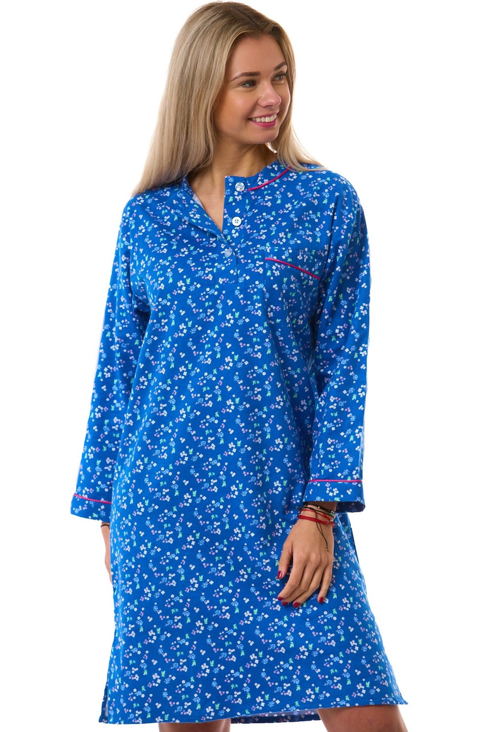 Flanelová noční košile modrá - extra teplá