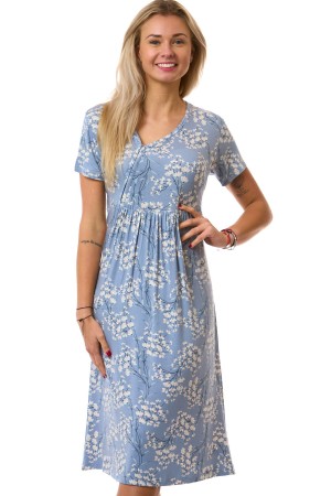 Dámská noční košile – Noční košilka z pružného materiálu se zipem a romantickým květinovým vzorem